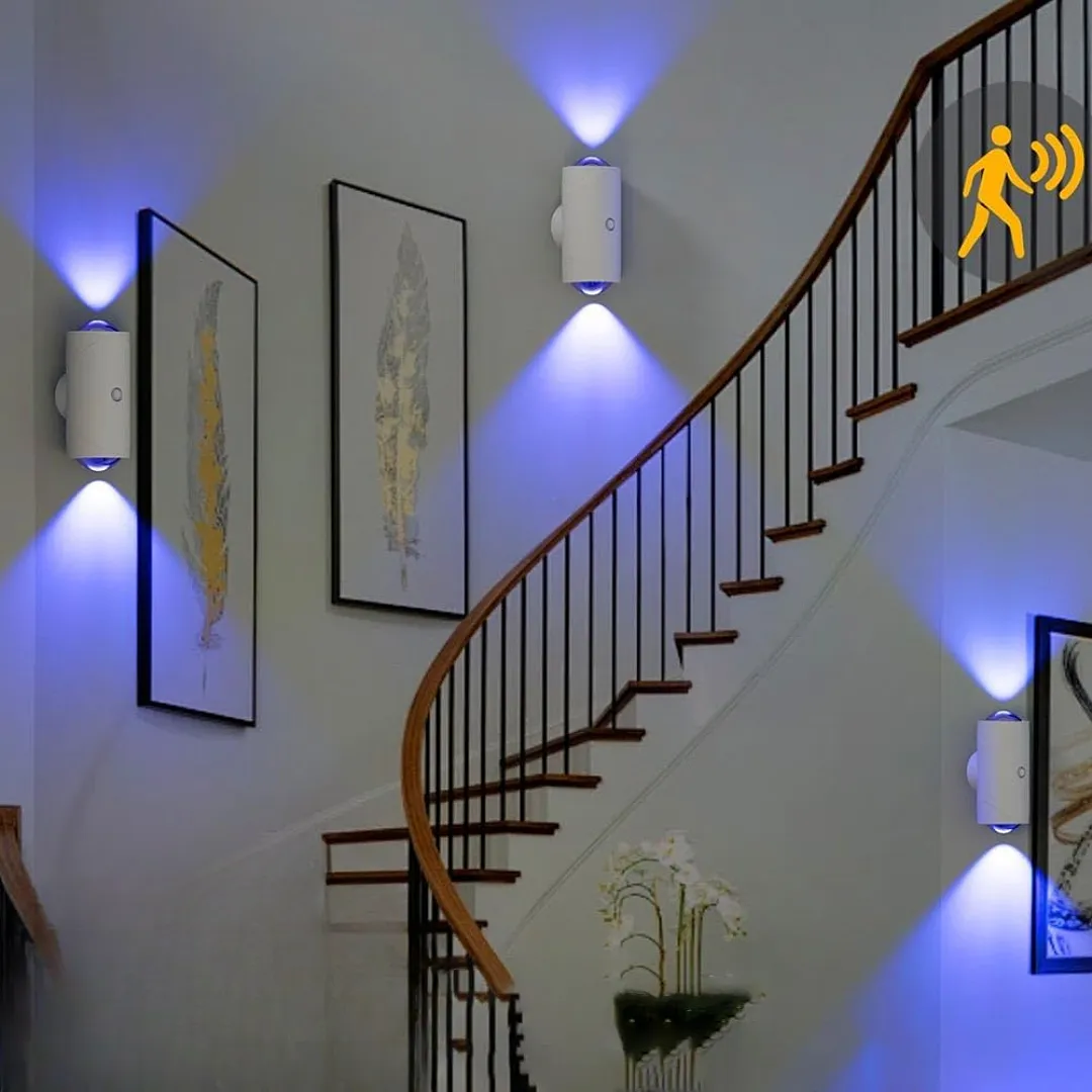 LÁMPARA DE PARED LED RGB BIDIRECCIONAL RECARGABLE USB CON SENSOR DE MOVIMIENTO