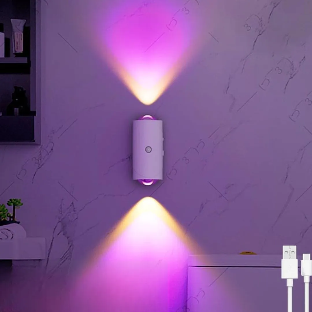 LÁMPARA DE PARED LED RGB BIDIRECCIONAL RECARGABLE USB CON SENSOR DE MOVIMIENTO