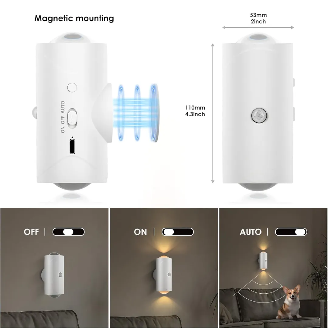 LÁMPARA DE PARED LED RGB BIDIRECCIONAL RECARGABLE USB CON SENSOR DE MOVIMIENTO