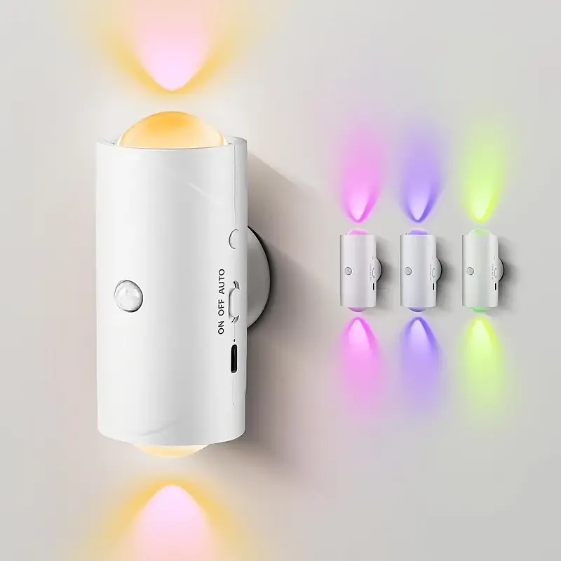 LÁMPARA DE PARED LED RGB BIDIRECCIONAL RECARGABLE USB CON SENSOR DE MOVIMIENTO