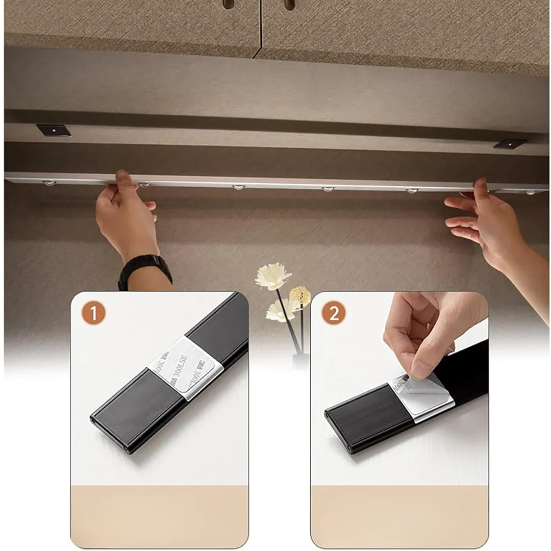 LÁMPARA LED TIPO BARRA CON SENSOR DE MOVIMIENTO RECARGABLE, CUERPO ULTRAFINO CON EFECTO DE LUZ DE COLINA, LUZ INALÁMBRICA PARA CLÓSET, COCINA Y PASILLOS.