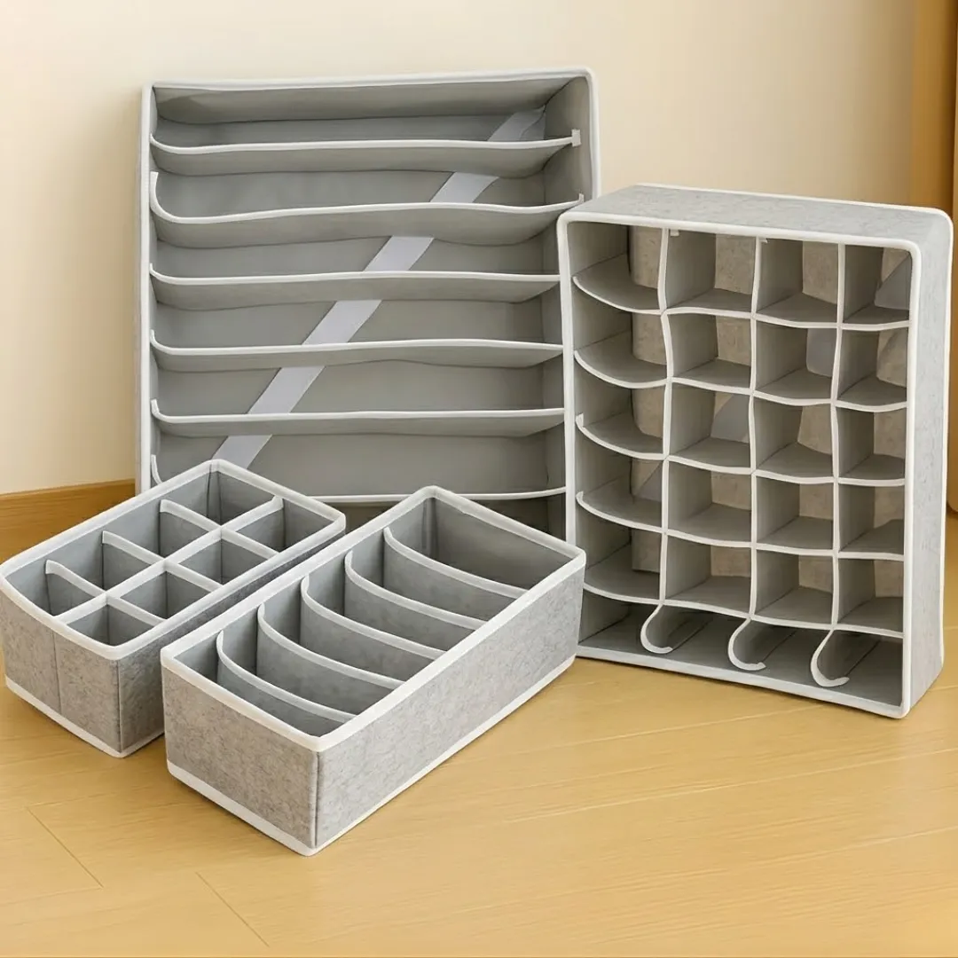 JUEGO DE ORGANIZADORES DE ROPA INTERIOR Y ACCESORIOS 4 PIEZAS DIVIDORES DE CAJONES PLEGABLES PARA CLÓSET