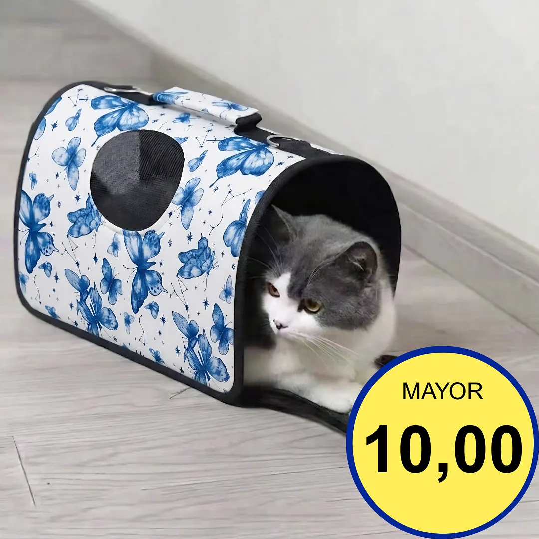 BOLSO TRANSPORTADOR PARA MASCOTAS PERROS Y GATOS EN 3 TALLAS DISEÑO DE MARIPOSAS CON MALLA TRANSPIRABLE Y CORREA AJUSTABLE