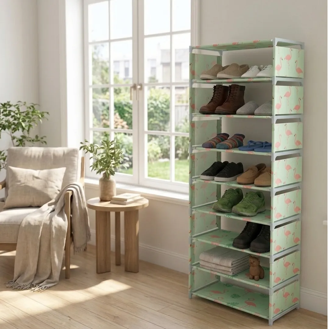 ORGANIZADOR DE ZAPATOS DE 8 NIVELES MULTIUSOS, ZAPATERA DE TORRE MODULAR MODELO FLAMENCO ,AHORRADORA DE ESPACIO, ESTANTE METÁLICO PORTÁTIL CAPACIDAD HASTA 24 PARES PARA RECAMÁRA Y CLÓSET