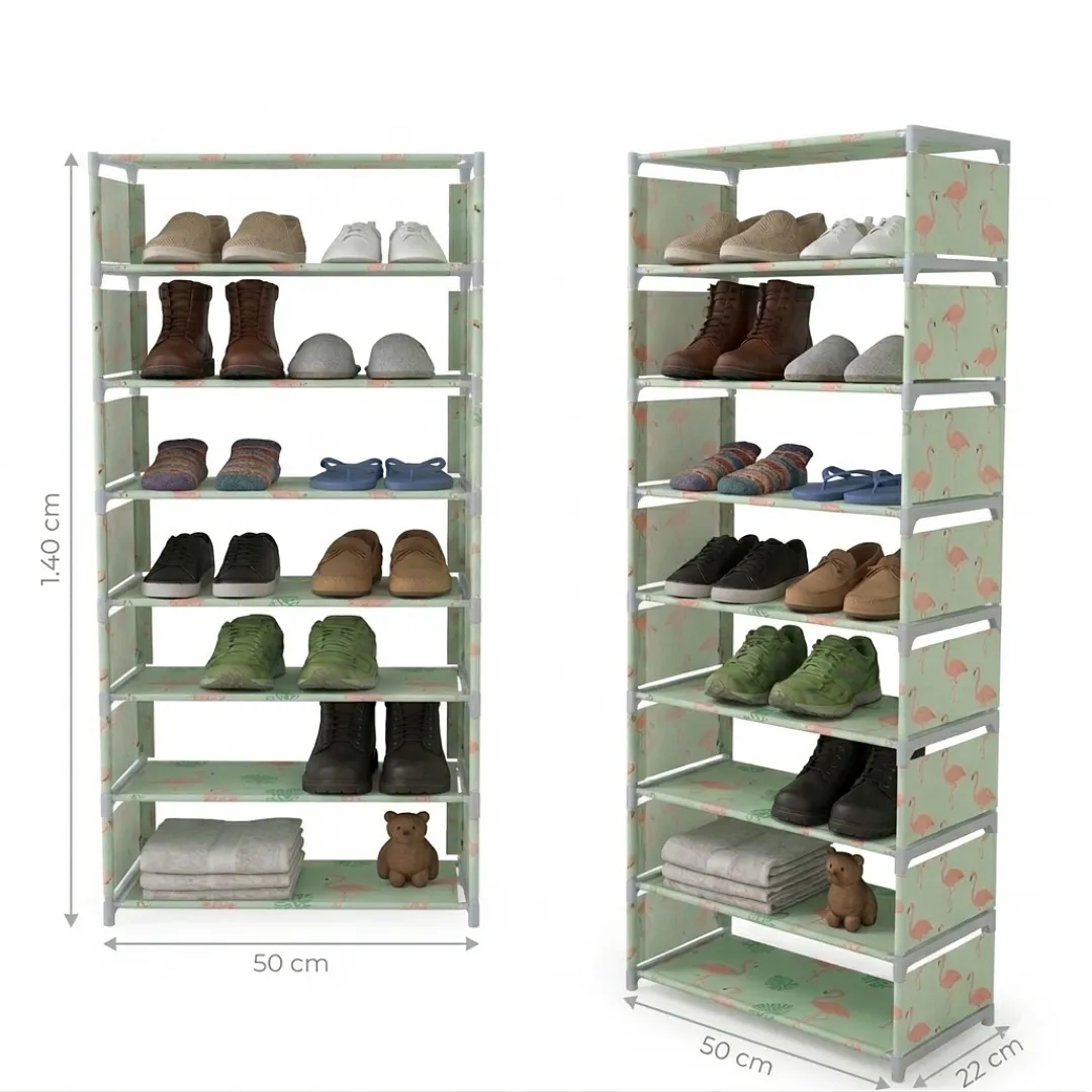 ORGANIZADOR DE ZAPATOS DE 8 NIVELES MULTIUSOS, ZAPATERA DE TORRE MODULAR MODELO FLAMENCO ,AHORRADORA DE ESPACIO, ESTANTE METÁLICO PORTÁTIL CAPACIDAD HASTA 24 PARES PARA RECAMÁRA Y CLÓSET