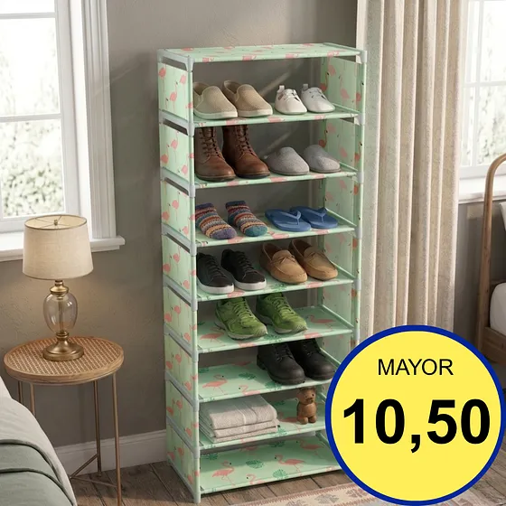 ORGANIZADOR DE ZAPATOS DE 8 NIVELES MULTIUSOS, ZAPATERA DE TORRE MODULAR MODELO FLAMENCO ,AHORRADORA DE ESPACIO, ESTANTE METÁLICO PORTÁTIL CAPACIDAD HASTA 24 PARES PARA RECAMÁRA Y CLÓSET