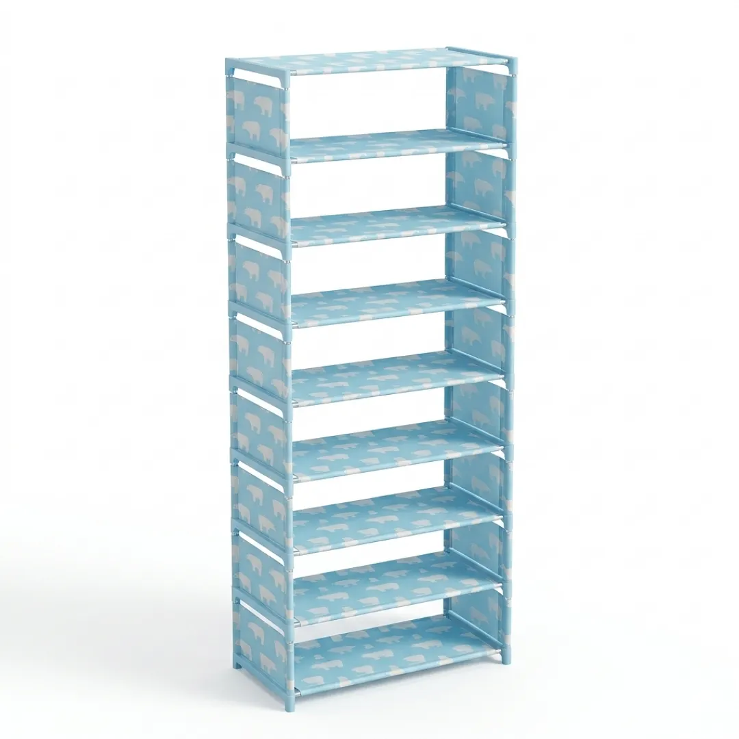 ORGANIZADOR DE ZAPATOS DE 8 NIVELES MULTIUSOS, ZAPATERA DE TORRE MODULAR MODELO OSO POLAR,AHORRADORA DE ESPACIO,ESTANTE METÁLICO PORTÁTIL CAPACIDAD HASTA 24 PARES PARARECAMÁRA Y CLÓSET