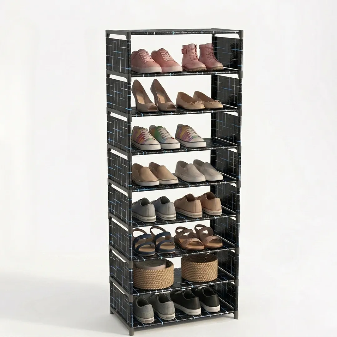 ORGANIZADOR DE ZAPATOS DE 8 NIVELES MULTIUSOS, ZAPATERA DE TORRE MODULAR MODELO RAYAS,AHORRADORA DE ESPACIO,ESTANTE METÁLICO PORTÁTIL CAPACIDAD HASTA 24 PARES PARA RECAMÁRA Y CLÓSET