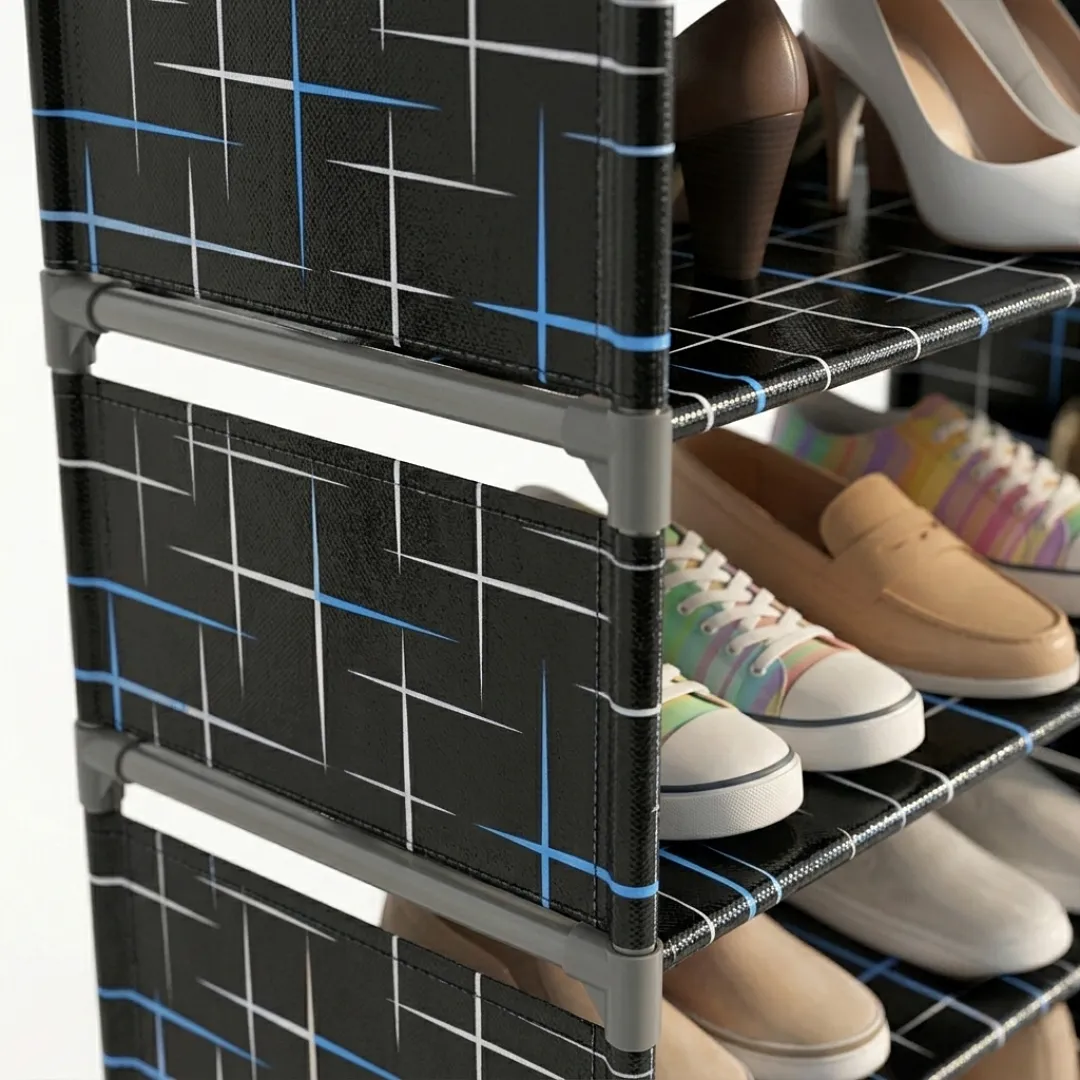 ORGANIZADOR DE ZAPATOS DE 8 NIVELES MULTIUSOS, ZAPATERA DE TORRE MODULAR MODELO RAYAS,AHORRADORA DE ESPACIO,ESTANTE METÁLICO PORTÁTIL CAPACIDAD HASTA 24 PARES PARA RECAMÁRA Y CLÓSET